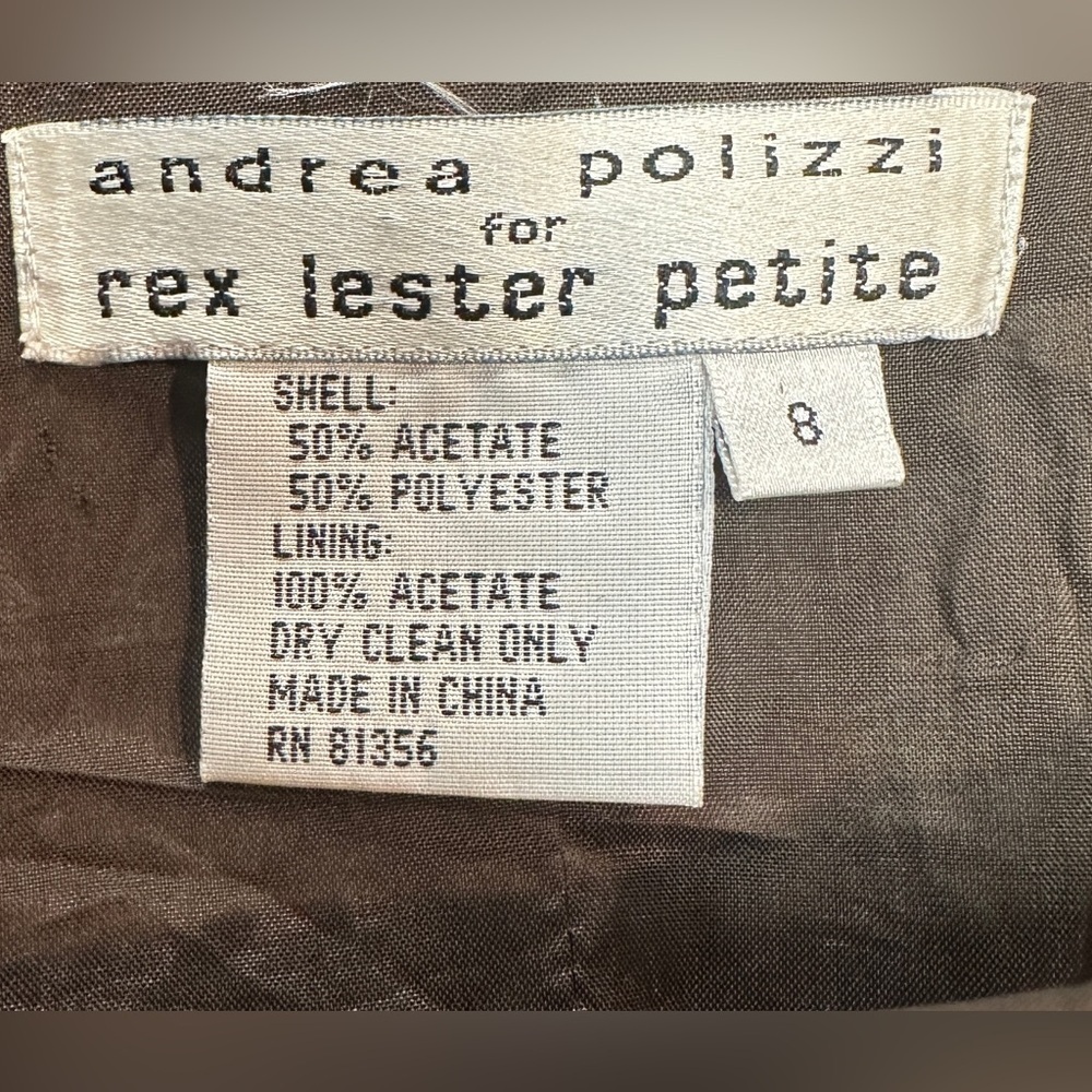 Vintage Andrea Polizzi for Rex Lester Petite Women’s Size 8 Brown Sheath Dress - Picture 10 of 11